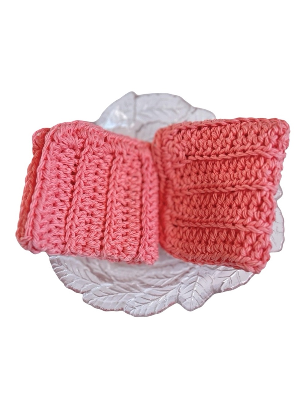 HAND CRAFTED Crochet Colorful Coral 100% Cotton All Purpose Dish or Wash Cloths